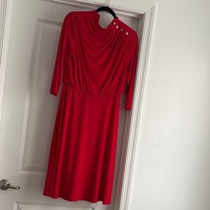 Elegant Red Dress with Button Detail